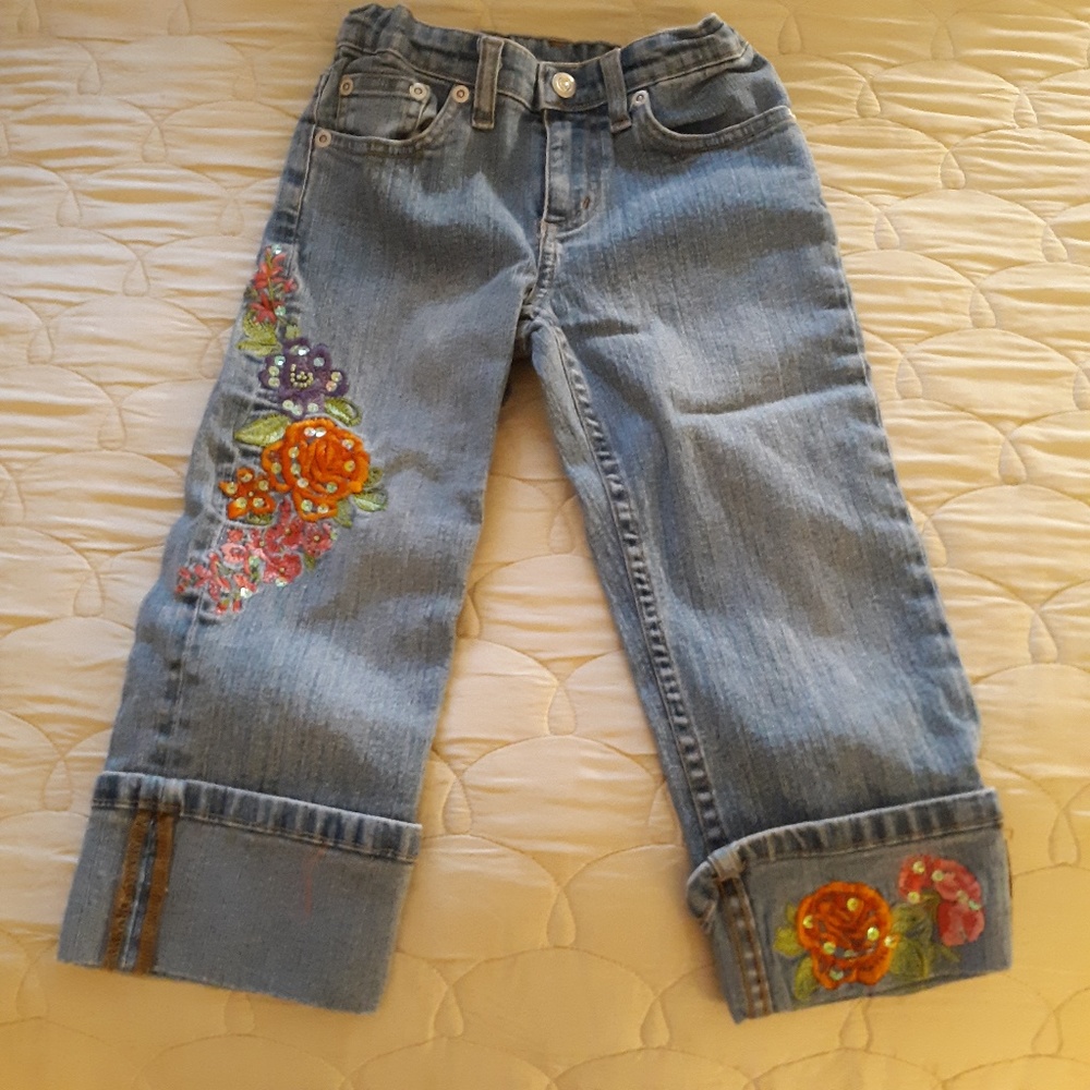 Girls Exhilaration Stretch Embroidery Jeans